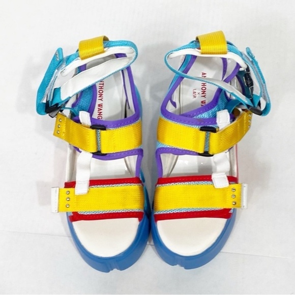 ANTHONY WANG Rainbow Cranberry Platform Sandals - Picture 5 of 13